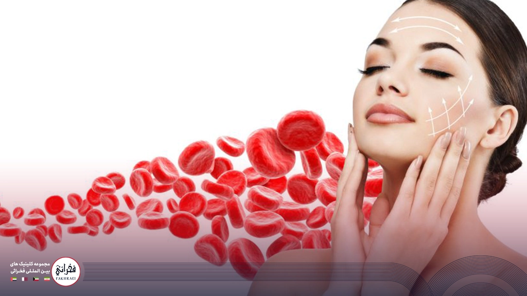 پی آر پی صورت-خانمی با تصویر پلاسمای خون پشتش